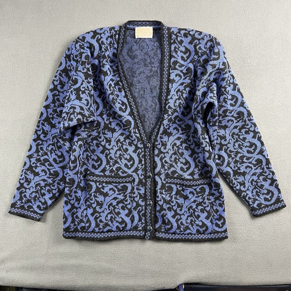 Vintage Pendleton Sweater Womens Large Blue Cardigan Button Up Casual Pockets